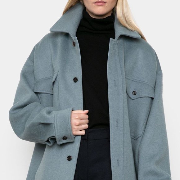 Frankie Shop blue midi shirt jacket shacket coat - Picture 4 of 8